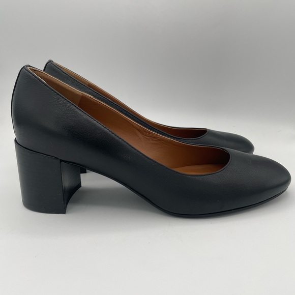 MARGAUX The Heel in Black Nappa Block Pumps Size 38 W Comfortable Leather - Picture 7 of 13